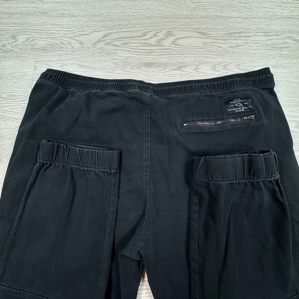 Tony Hawk Mens Jogger Pants Black Large Elastic Drawstring Waist Zipper Pockets‎